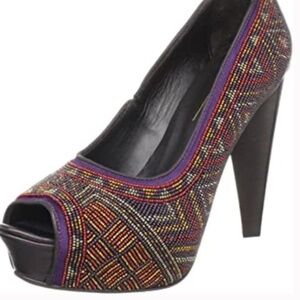 Donald J. Pliner | Purple Ceci Beaded Peep-Toe Heel (10M)